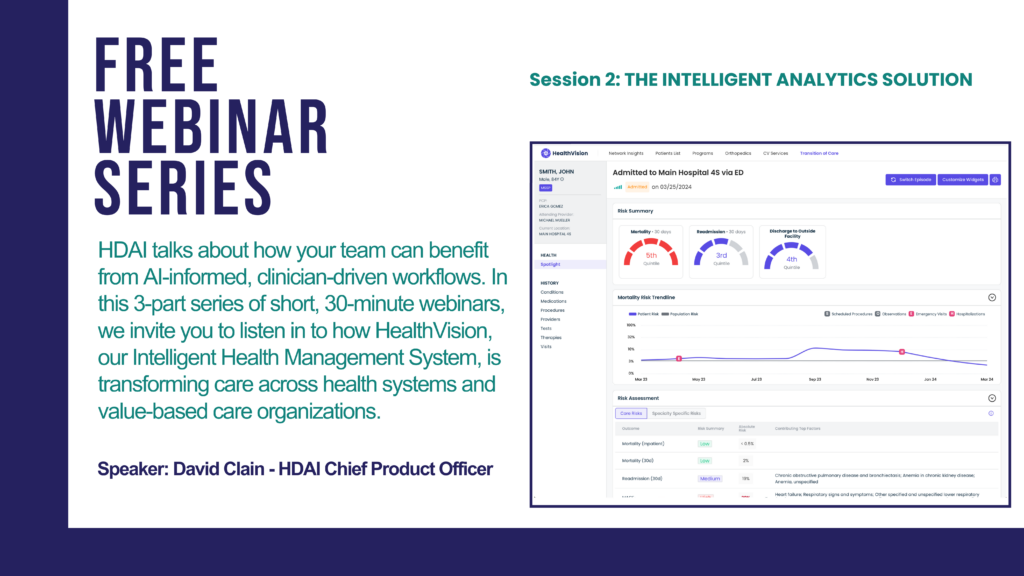 Promotion for a free webinar about HDAI's Intelligent Health Record